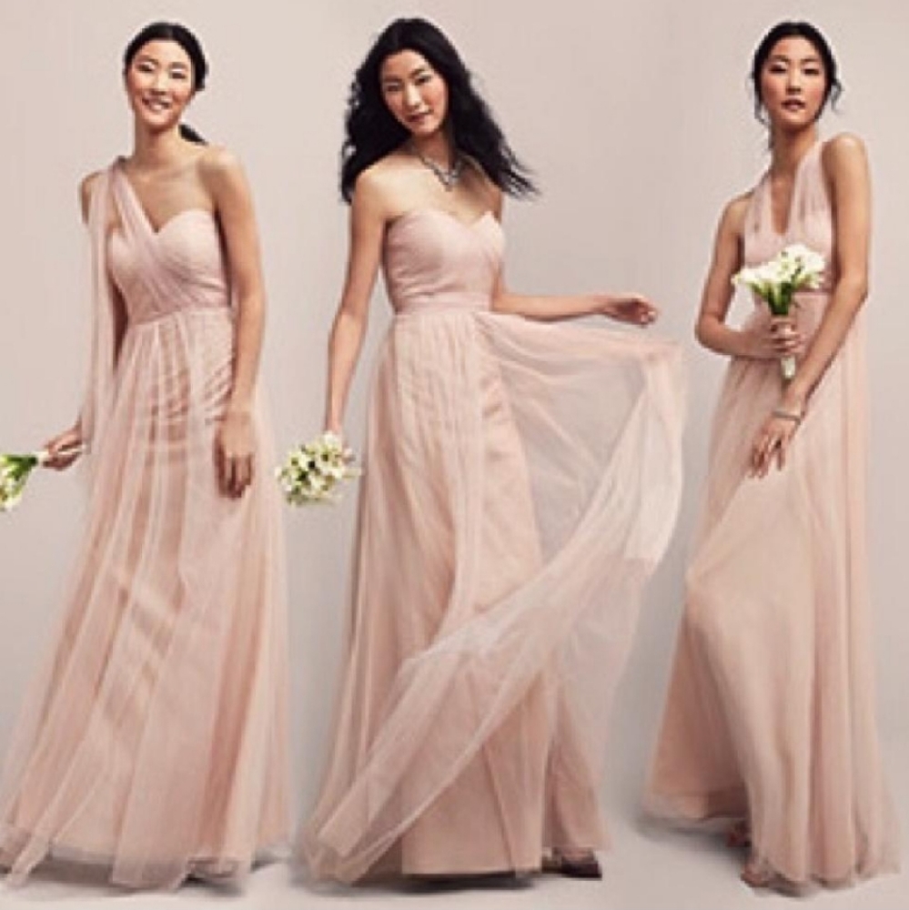 Bridesmaid, prom, or evening convertible dress in Vintage Blush Tulle